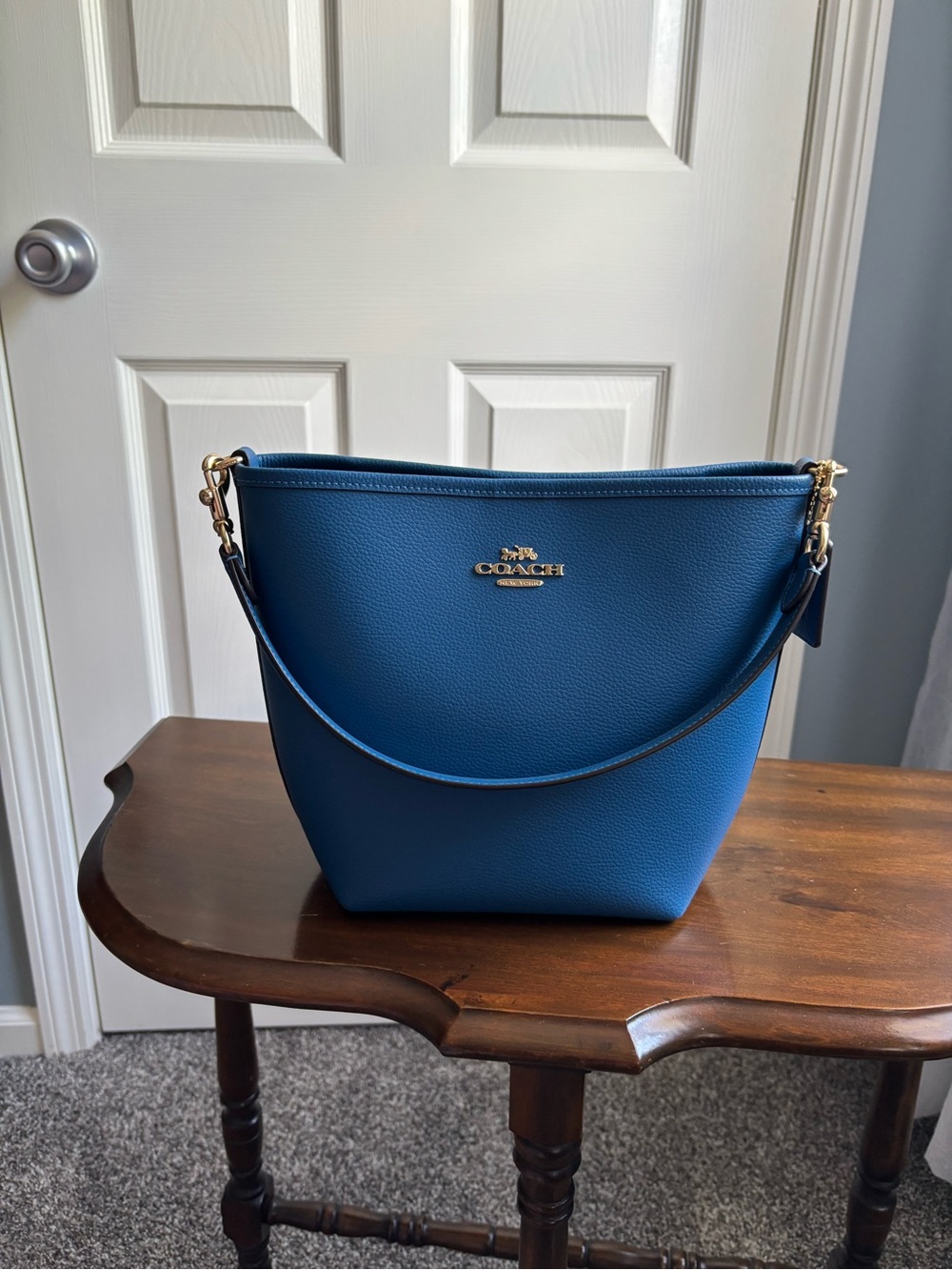 Coach Leather City Bucket Bag - Pacific Bright Mineral Blue.  Like New!